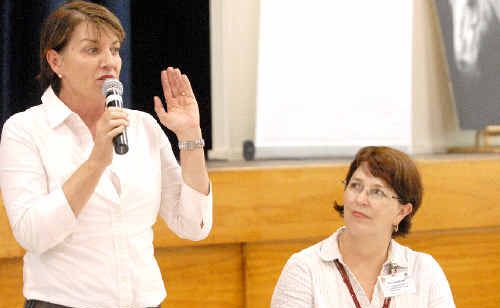Premier Anna Bligh, with Member for Whitsunday Jan Jarratt at the Community Cabinet forum in Proserpine, said Ms Jarratt was well suited to the Tourism, Manufacturing and Small Business portfolio, which would play an important role in the reconstruction effort. Premier Anna Bligh, with Member for Whitsunday Jan Jarratt at the Community Cabinet forum in Proserpine, said Ms Jarratt was well suited to the Tourism, Manufacturing and Small Business portfolio, which would play an important role in the reconstruction effort.